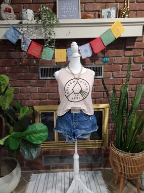 Volcom Stone Graphic Tank Top Pink Sleeveless Logo Size S